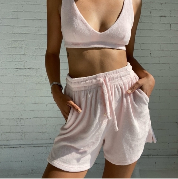 DONNI. Pants - DONNI. The Terry Henley Shorts in Cream